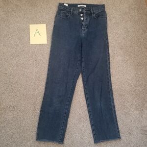 Women's PacSun High Rise Straight Leg Baggy Blue Jeans Size 24 Boyfriend button